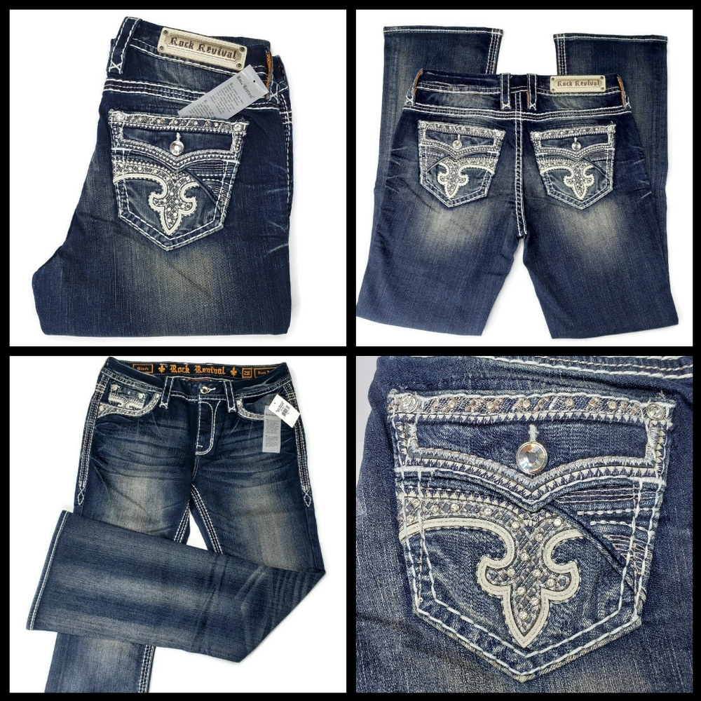 New, MSRP $169, Rock Revival Jeans, Glade Easy Boo - Picture 1 of 4